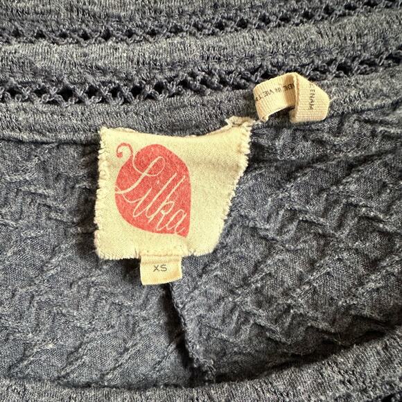 Anthropologie Lilka Blue Swing Dress Pockets Stretch Rayon Mini 3/4 Sleeve Twee - Picture 4 of 6